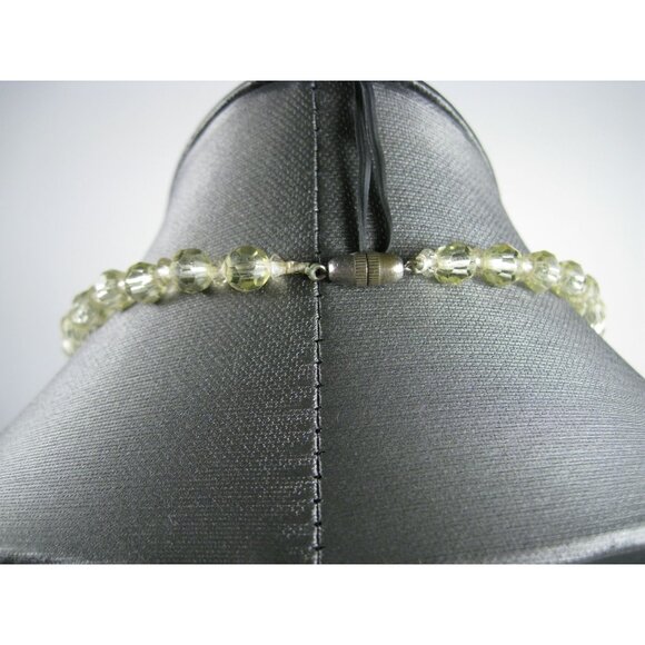 Uranium Glass Beaded Necklace Vintage 1910s Yellow Faceted 19 inch - Picture 9 of 11